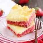 Slices of Strawberry Chess Bars stacked