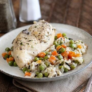 Chicken and Wild Rice Bake on serving dish