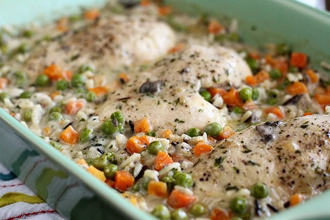 Closer photo of Chicken and Wild Rice Bake