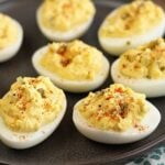 Classic Southern Deviled Eggs served on black dish