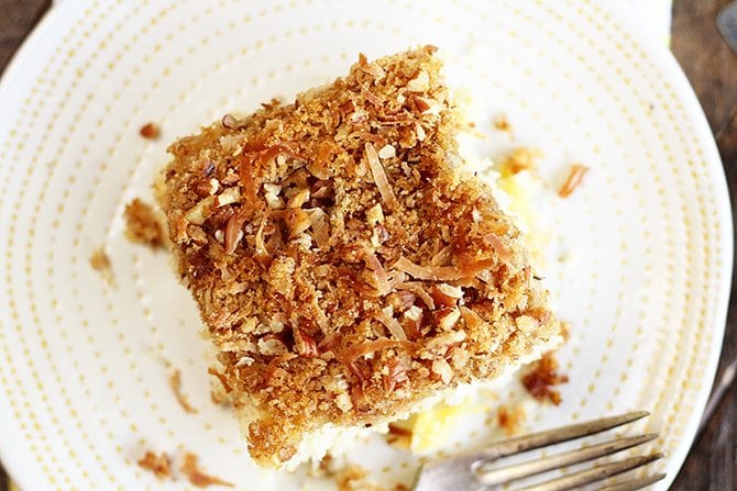 Above photo of Pineapple Cake with Coconut Crumb Topping
