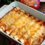 5 Ingredient Enchiladas being taken from oven