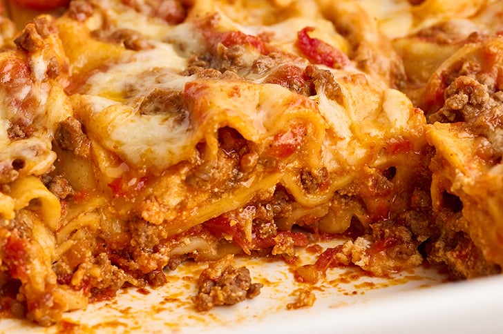 Closeup of lasagna.