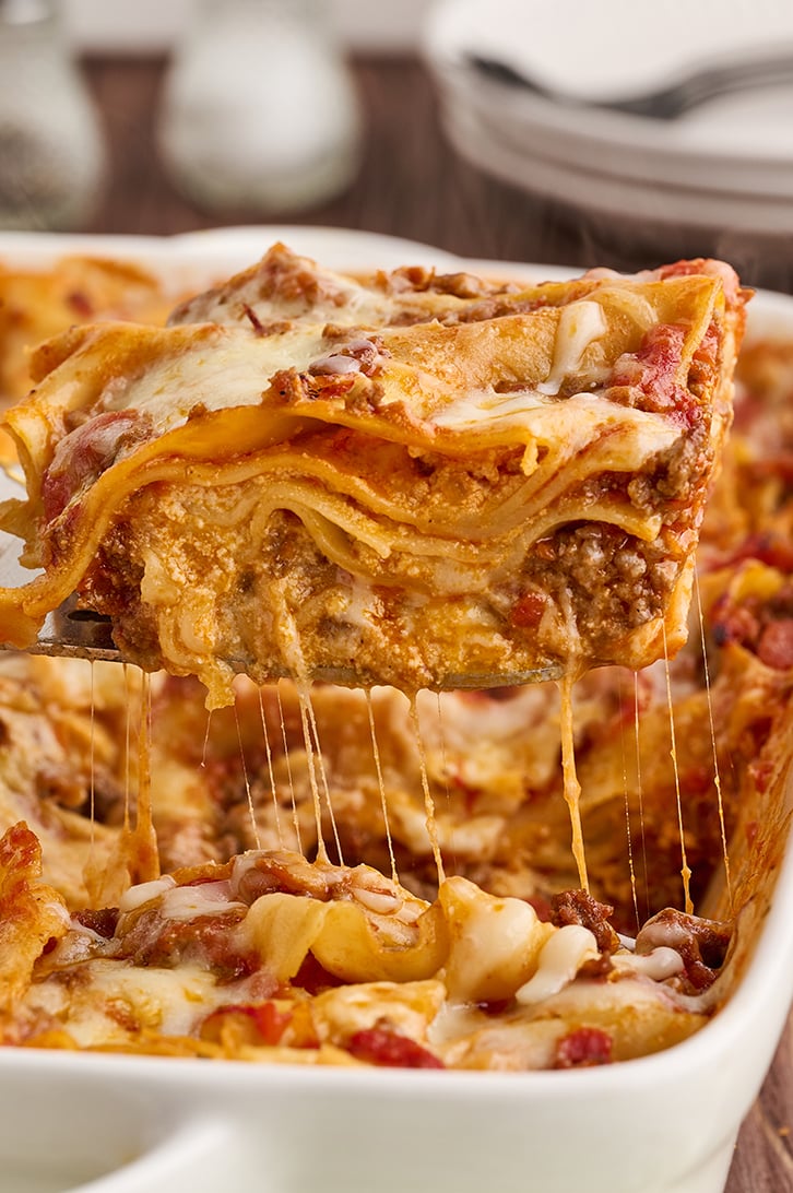 Serving of lasagna.