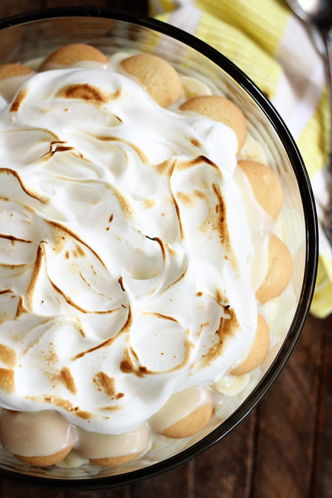 Above photo of Banana Pudding with browned topping