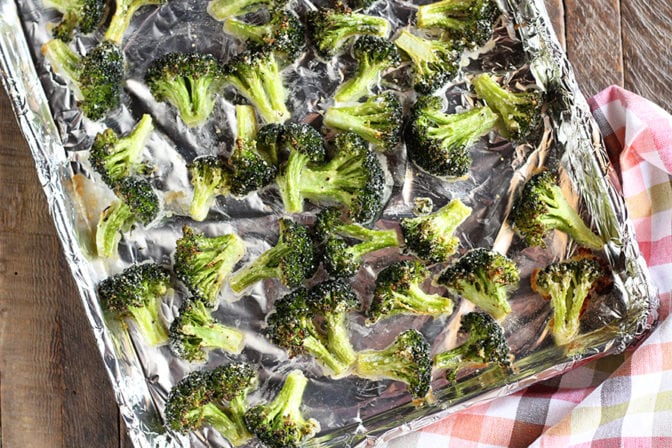 Roasted Broccoli on baking pan