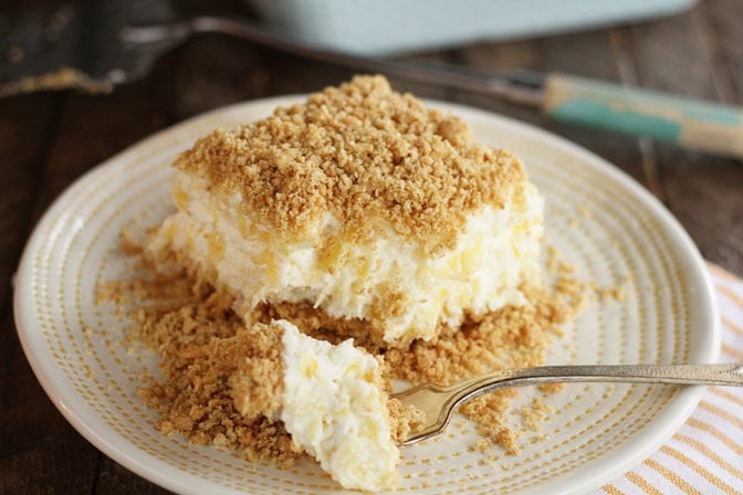 Slice of Pineapple Dream with bite on fork