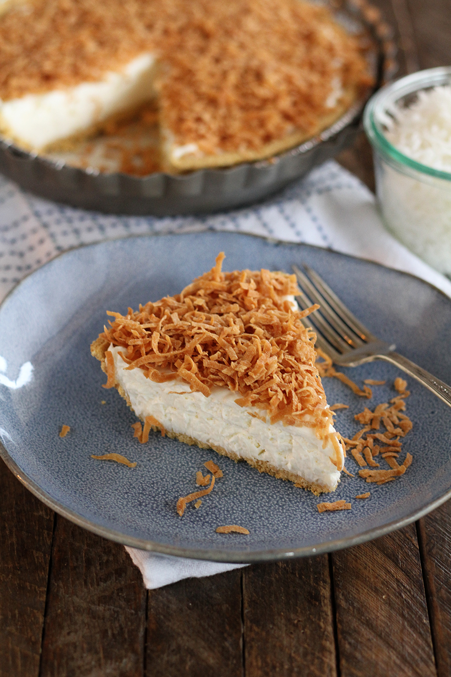 Creamy Coconut Pie with toasted coconut on top