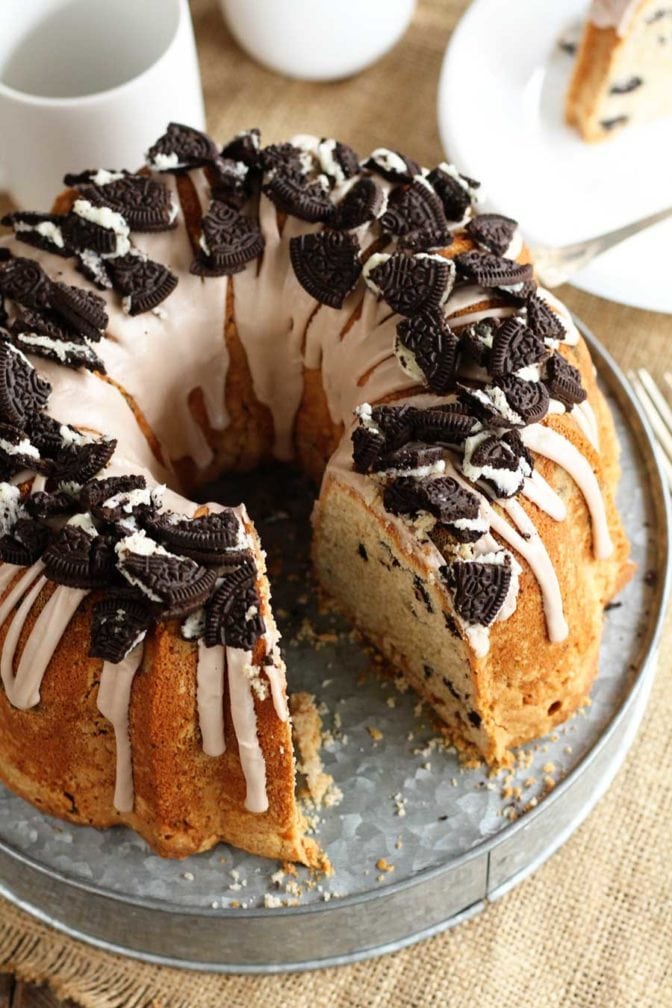Overhead photo of Oreo Pound Cake