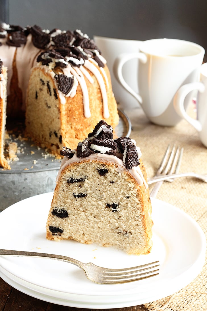 Slice of Oreo Pound Cake.