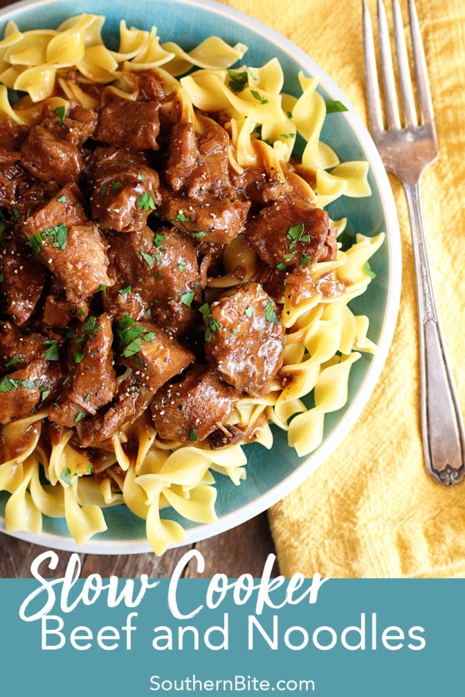 Slow Cooker Beef and Noodles for Pinterest