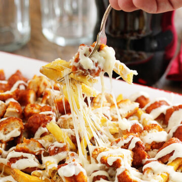 Buffalo Chicken Fries begin served with fork