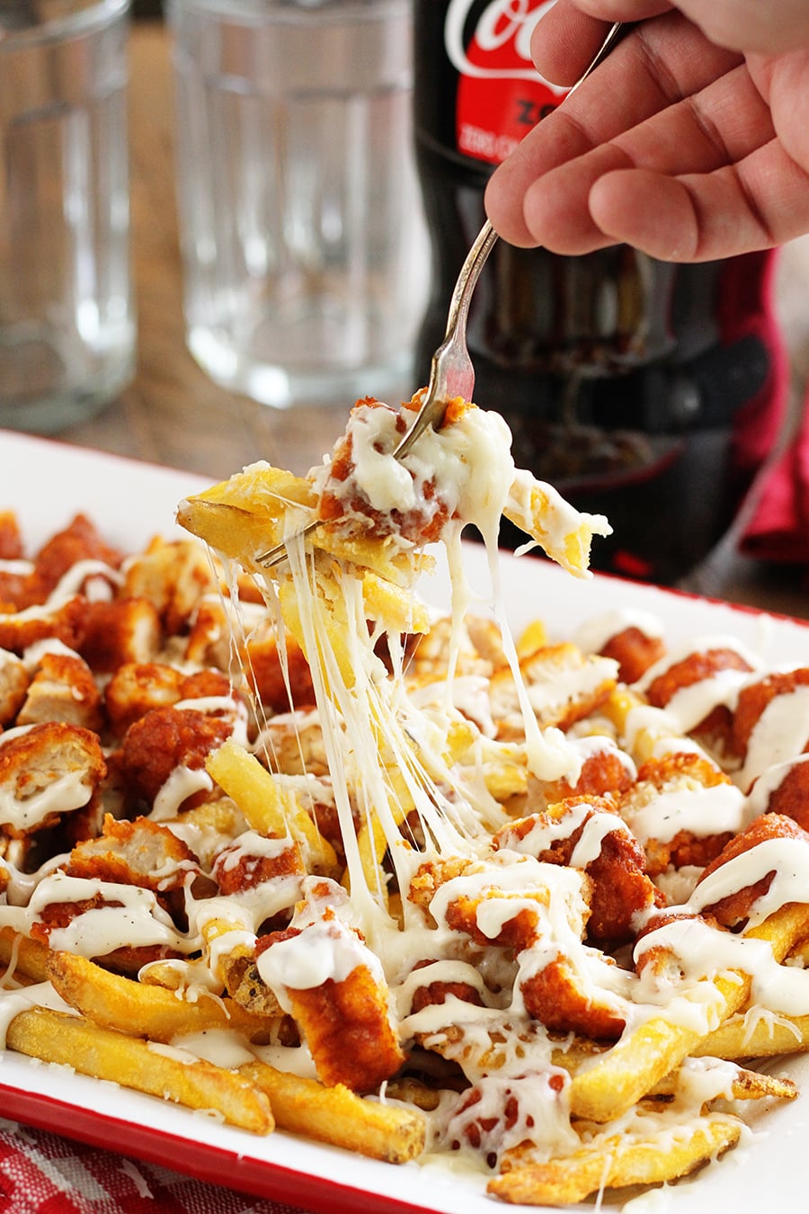 Buffalo Chicken Fries begin served with fork