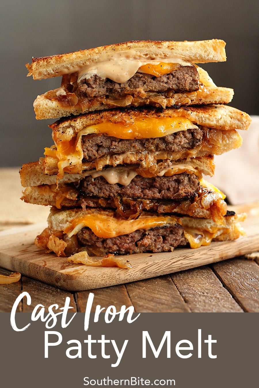 Cast Iron Patty Melt for Pinterest