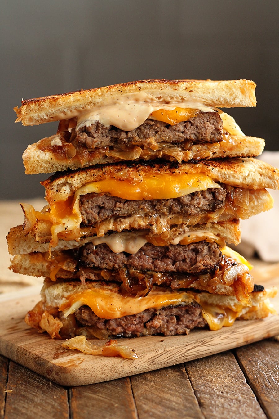 Stacked slices of Patty Melt