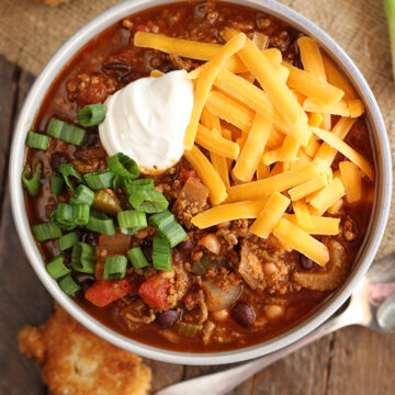 Bloody Mary Chili in serving bowl