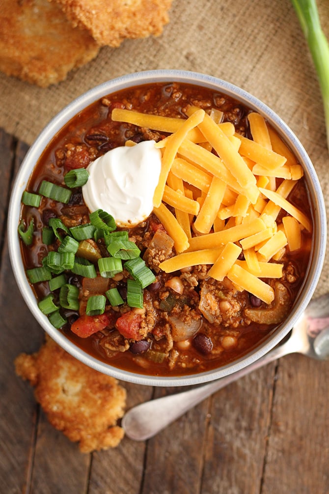 Bloody Mary Chili in serving bowl