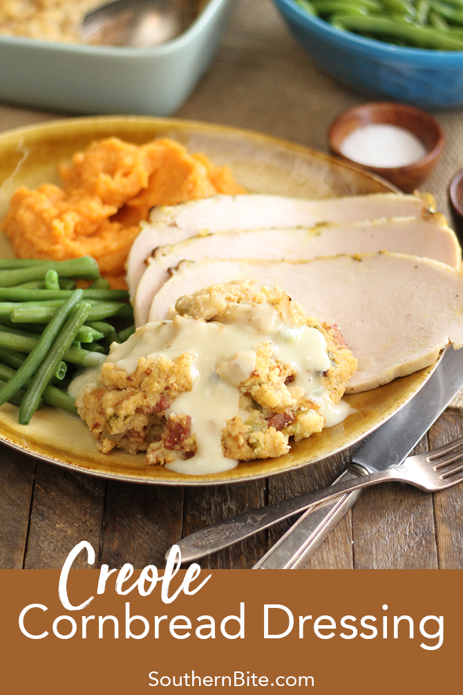 Creole Cornbread Dressing for Pinterest