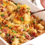 Bacon and Eggs Tater Tot Casserole being served