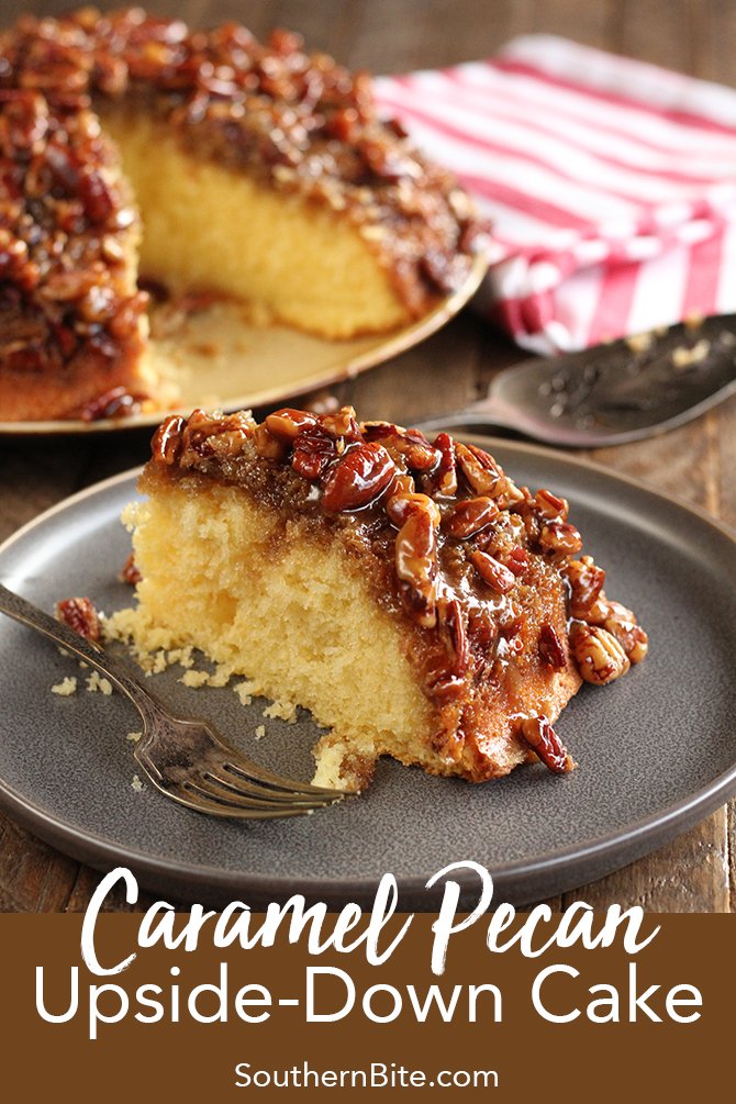 Caramel Pecan Upside Down Cake for Pinterest