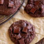 Fudgy Brownie Cookies on brown paper