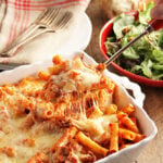 Cheesy Bakes Ziti being served