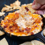 Cheesy Chicken Bacon Ranch Dip with chips on the side