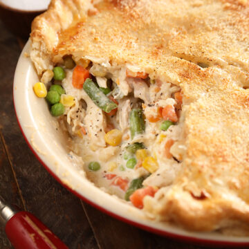 Alfredo Chicken Pot Pie with serving missing