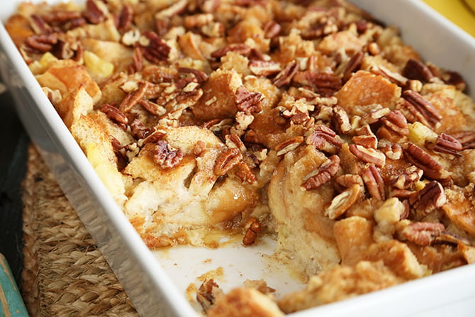 Humming Bird Bread Pudding with scoop missing