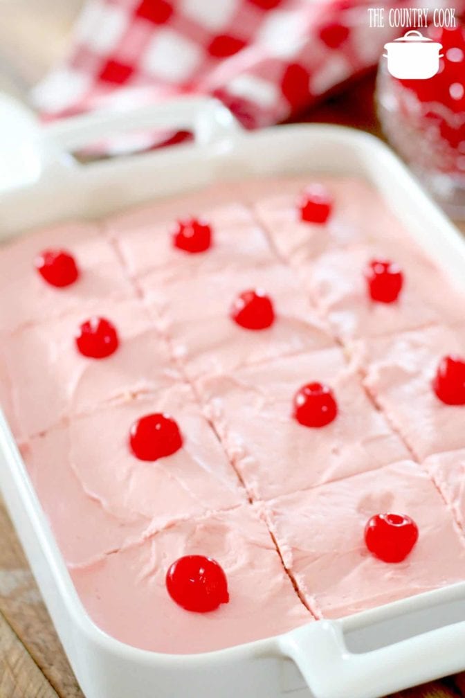 Maraschino Cherry Cake in baking dish