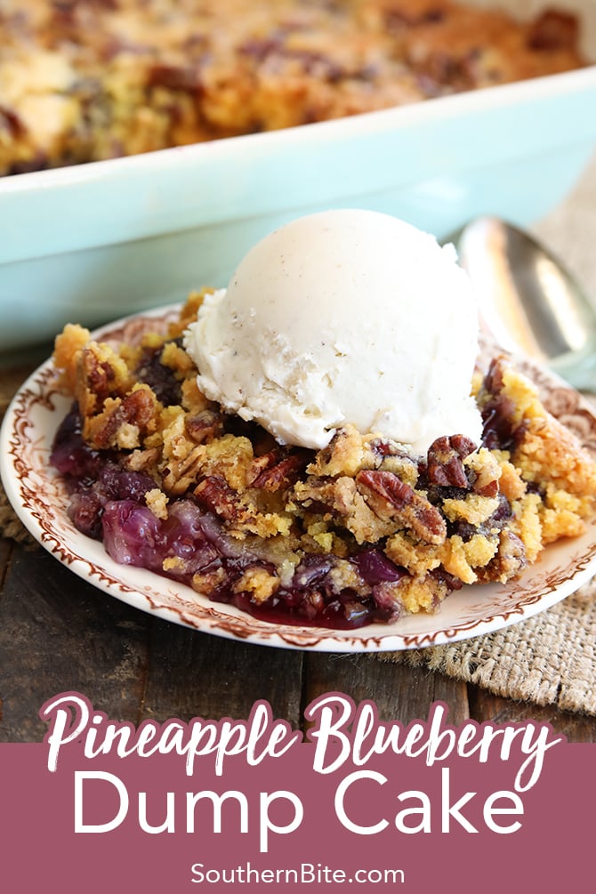 Pineapple Blueberry Dump Cake for Pinterest
