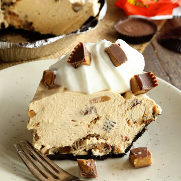 Peanut butter Cup Pie served on dish