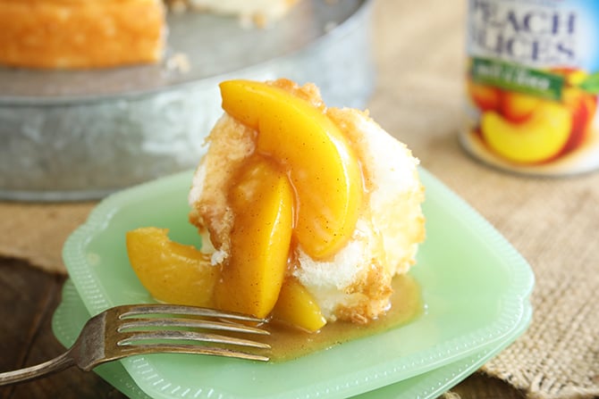 Brown Sugar Peach Sauce served with a fork