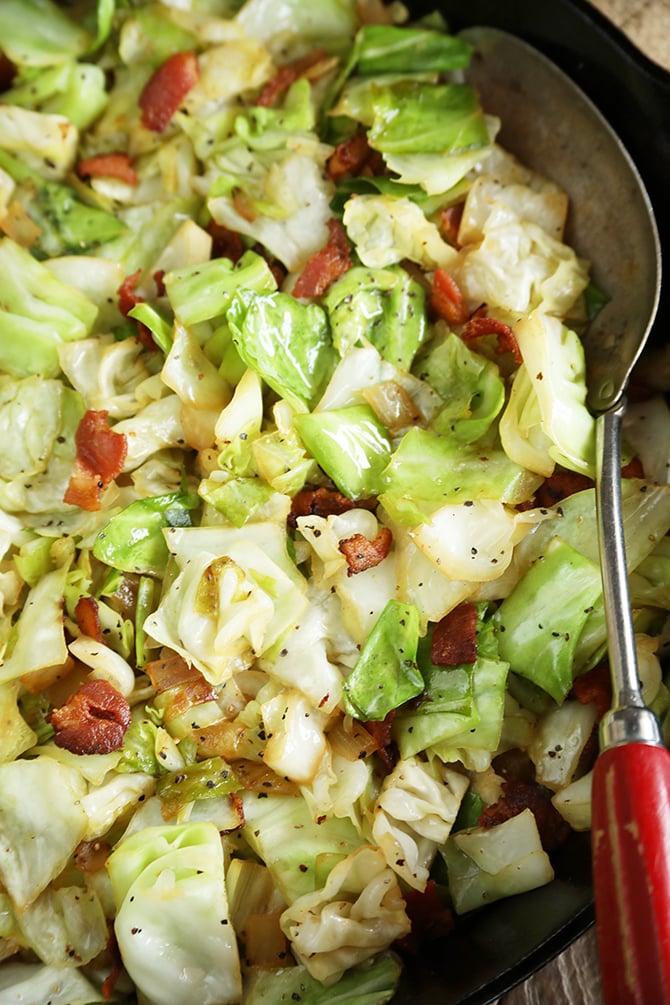 Southern fried cabbage - closer photo