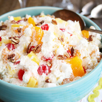 Ambrosia in serving bowl close photo