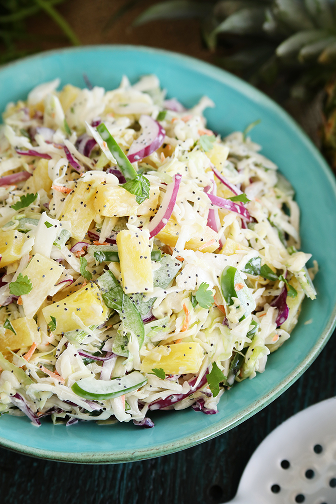 Pineapple slaw in serving bowl