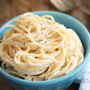 Cream Cheese Noodles served in bowl