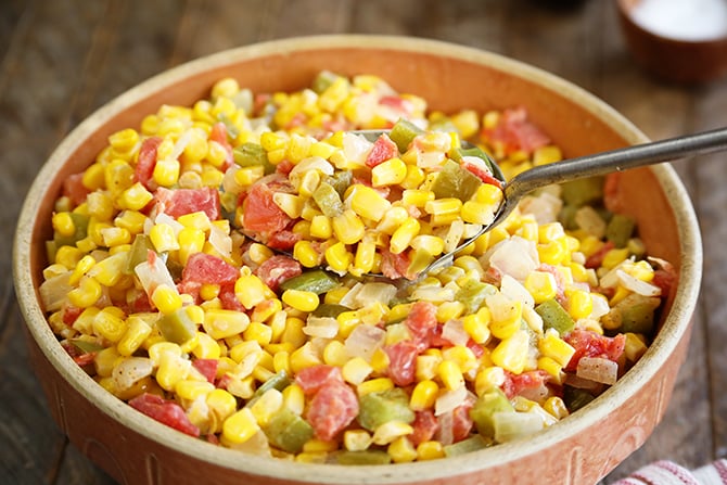 Easy Maque Choux being served