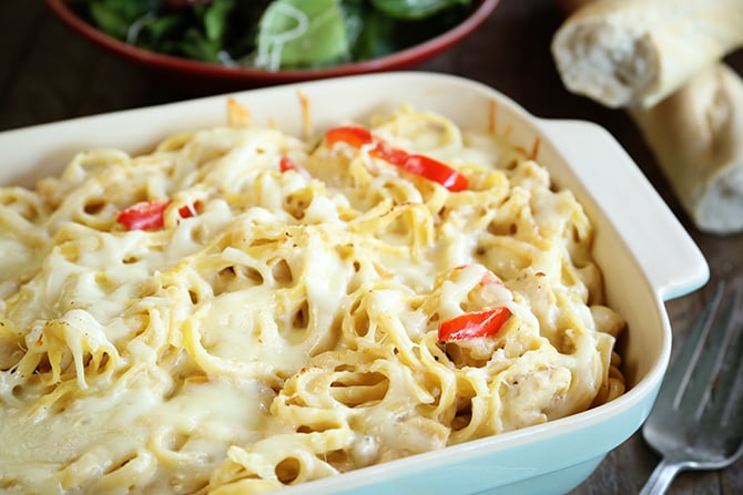 Ultimate Baked Alfredo in baking dish