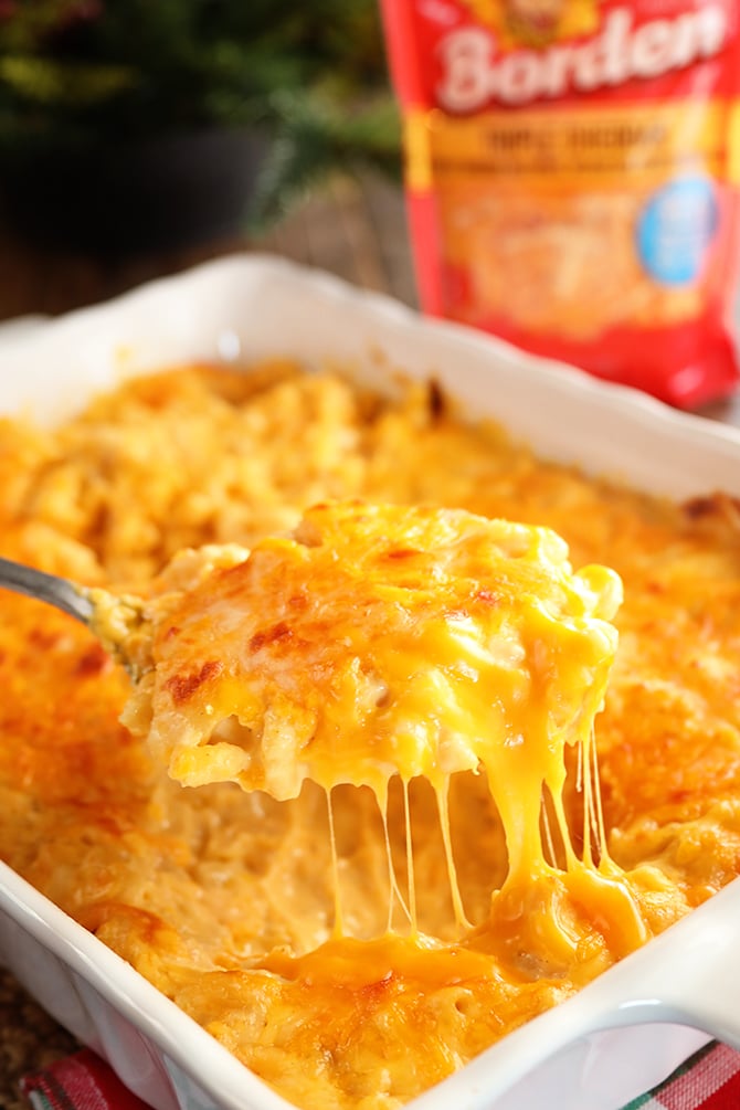 Cheesiest Mac and Cheese being spooned out