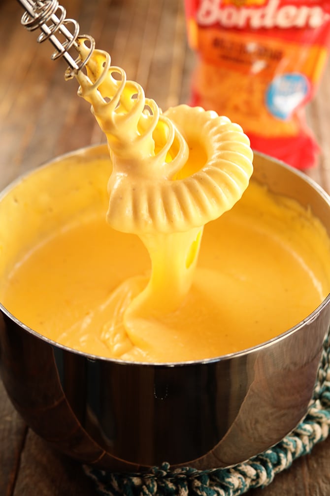Cheese sauce in cooking pot