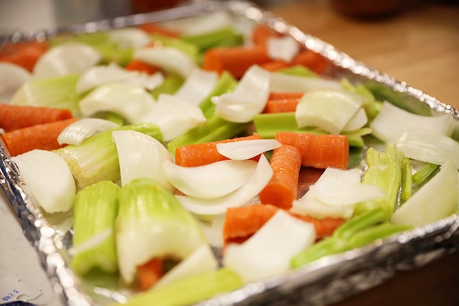 Juicy-Spatchcock Turkey being prepared with vegetables