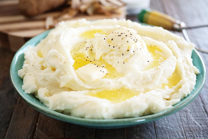 Served Mashed Potatoes in bowl