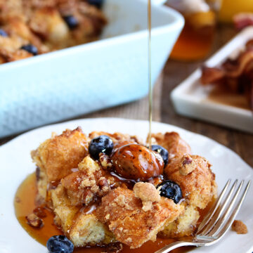 French Toast with sausage and blueberries