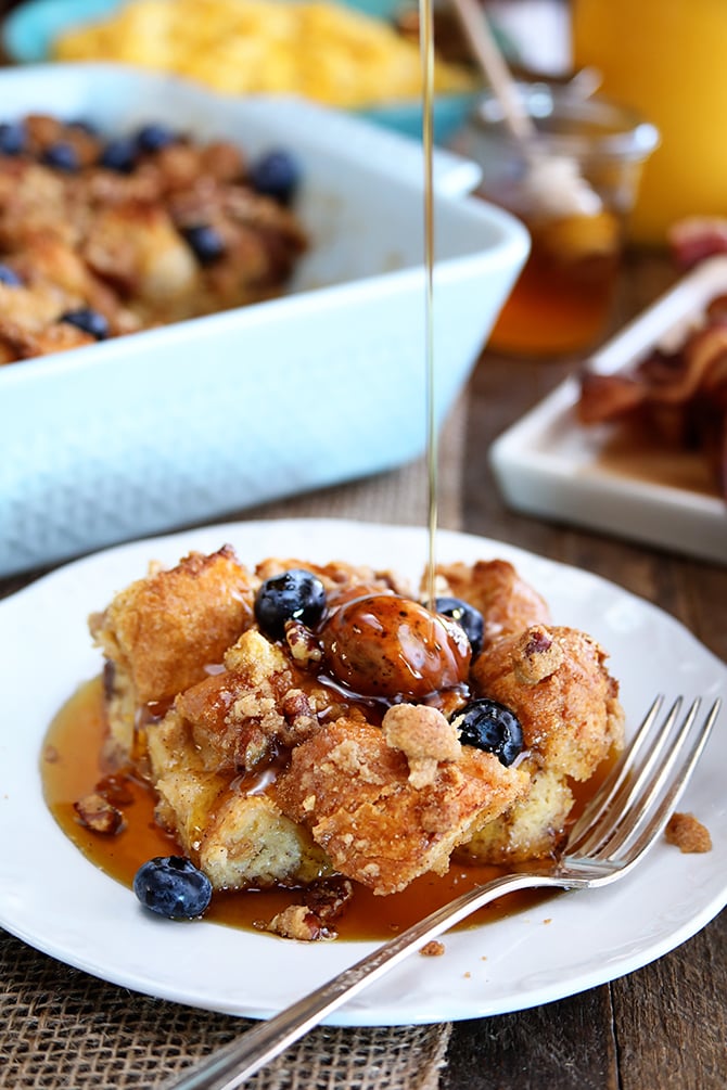 French Toast with sausage and blueberries