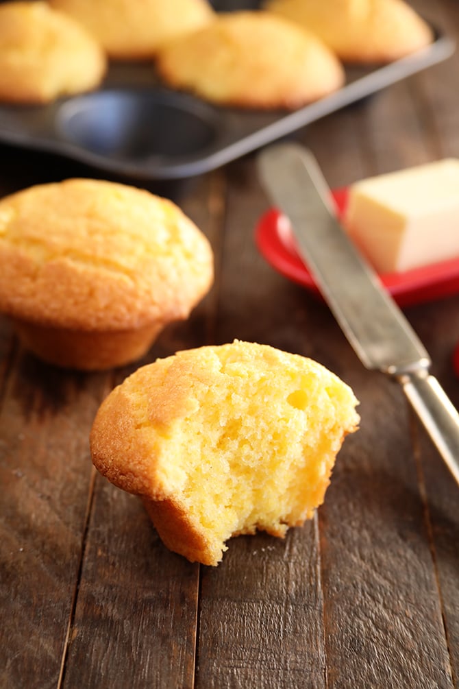 Jazzed Up Jiffy Cornbread Muffins with butter
