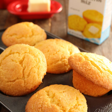 Jazzed up Jiffy Cornbread in muffin pan