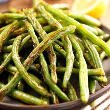 Close shot of Roasted Green Beans