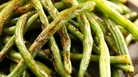 Close shot of Roasted Green Beans