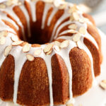 Almond Pound Cake with glaze and Almonds